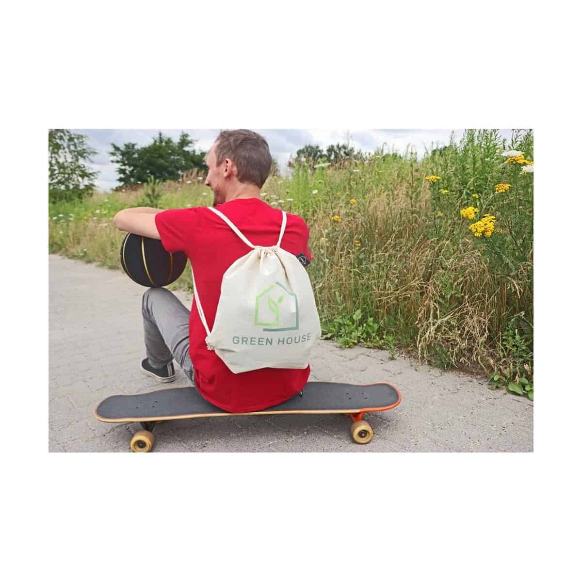 Torby bawełniane z logo – worek ze sznurkiem z bawełny organicznej b’right | meredith V0944_C 1. torba reklamowa z logo Green House, ekologiczny gadżet promocyjny.