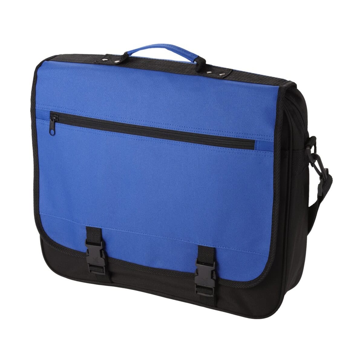 Torba na dokumenty z niebieskiego materiału, elegancka i praktyczna gadżety biurowe.