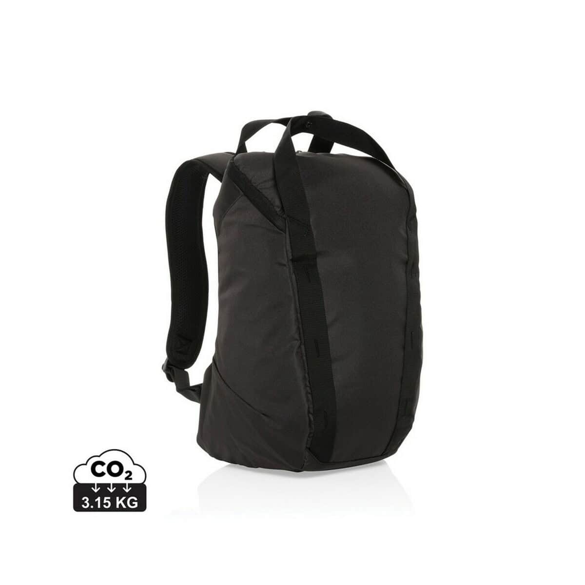 1. Lekki czarny plecak z dużą pojemnością i systemem ochrony środowiska.