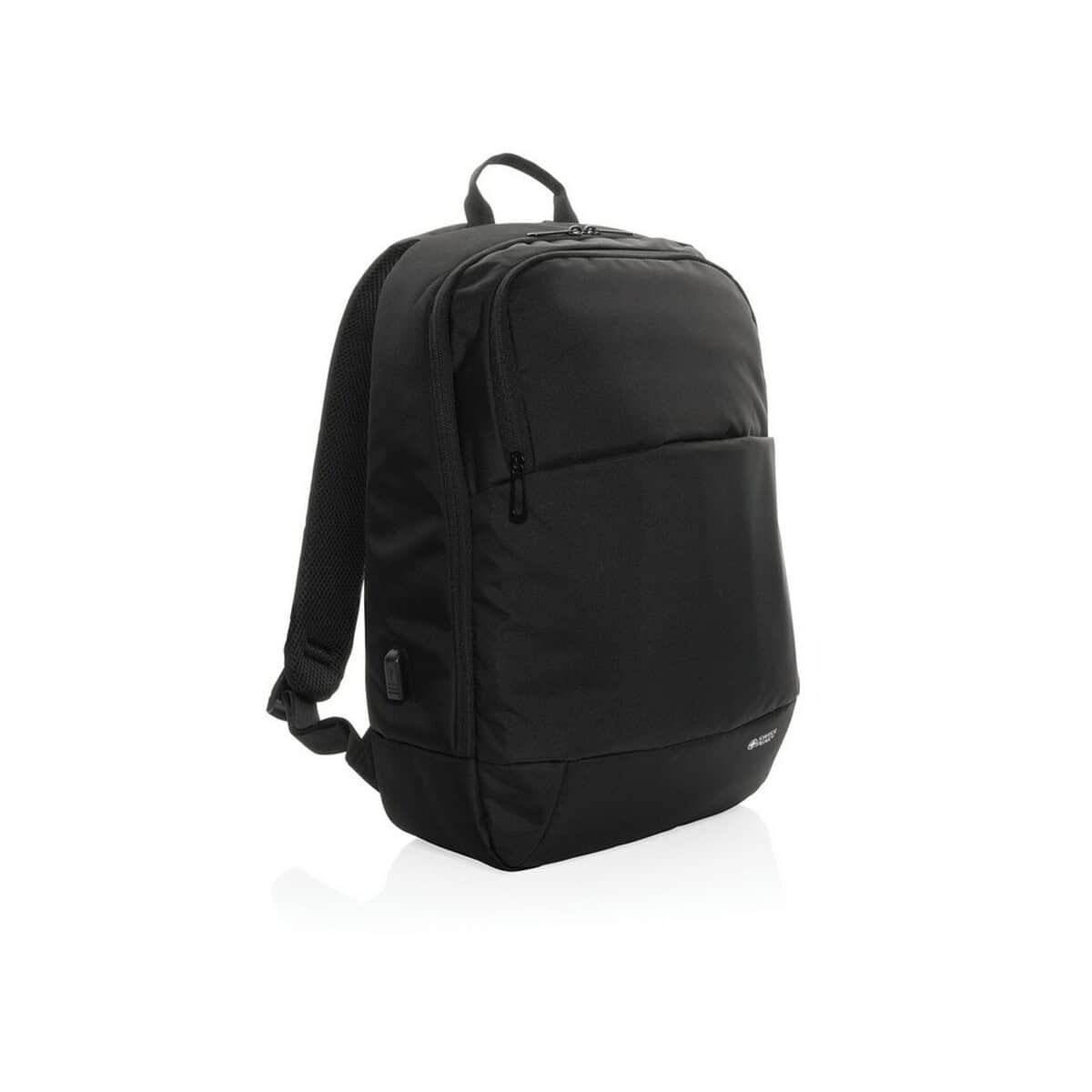 Torby na laptopa z logo – plecak na laptopa 15,6″ swiss peak aware™ rpet P763.101__B_1 Czarny plecak szkolny lub turystyczny, lekki i wytrzymały, idealny na co dzień, z wieloma kieszeniami.