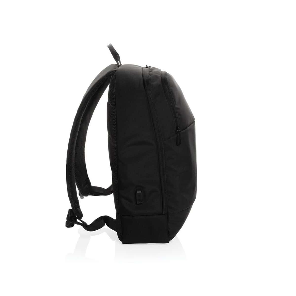 Torby na laptopa z logo – plecak na laptopa 15,6″ swiss peak aware™ rpet P763.101__B_4 1. Czarny plecak na codzienne wyjścia i podróże, praktyczny i stylowy.