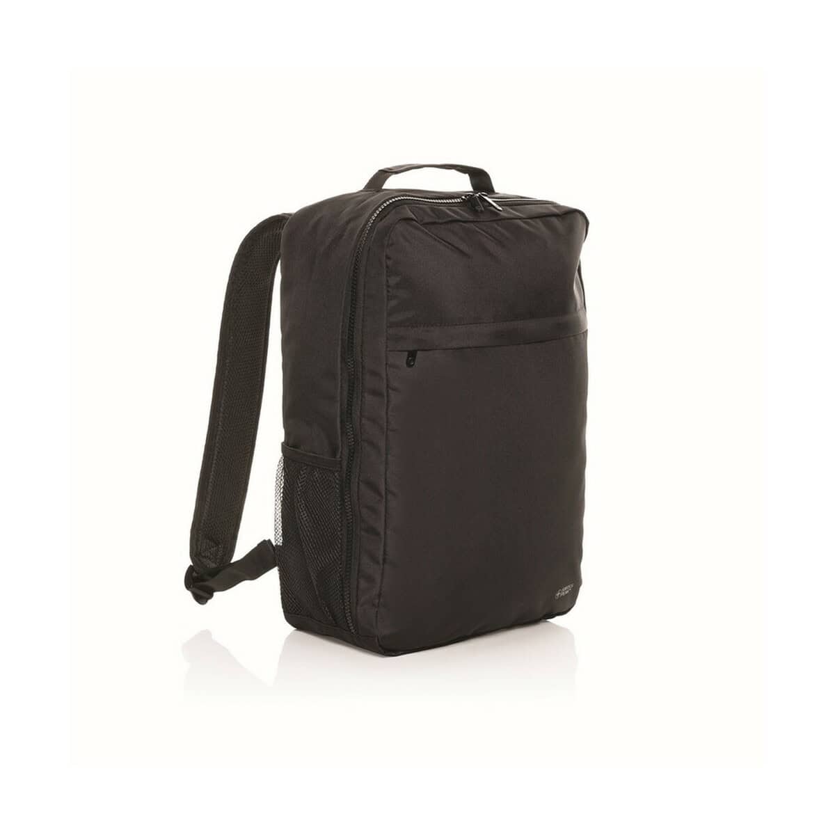 Torby na laptopa z logo – plecak na laptopa 15,6″ swiss peak aware™ rpet P763.4301__O_S_0 Przenośny czarny plecak na gadżety i akcesoria, idealny na co dzień.