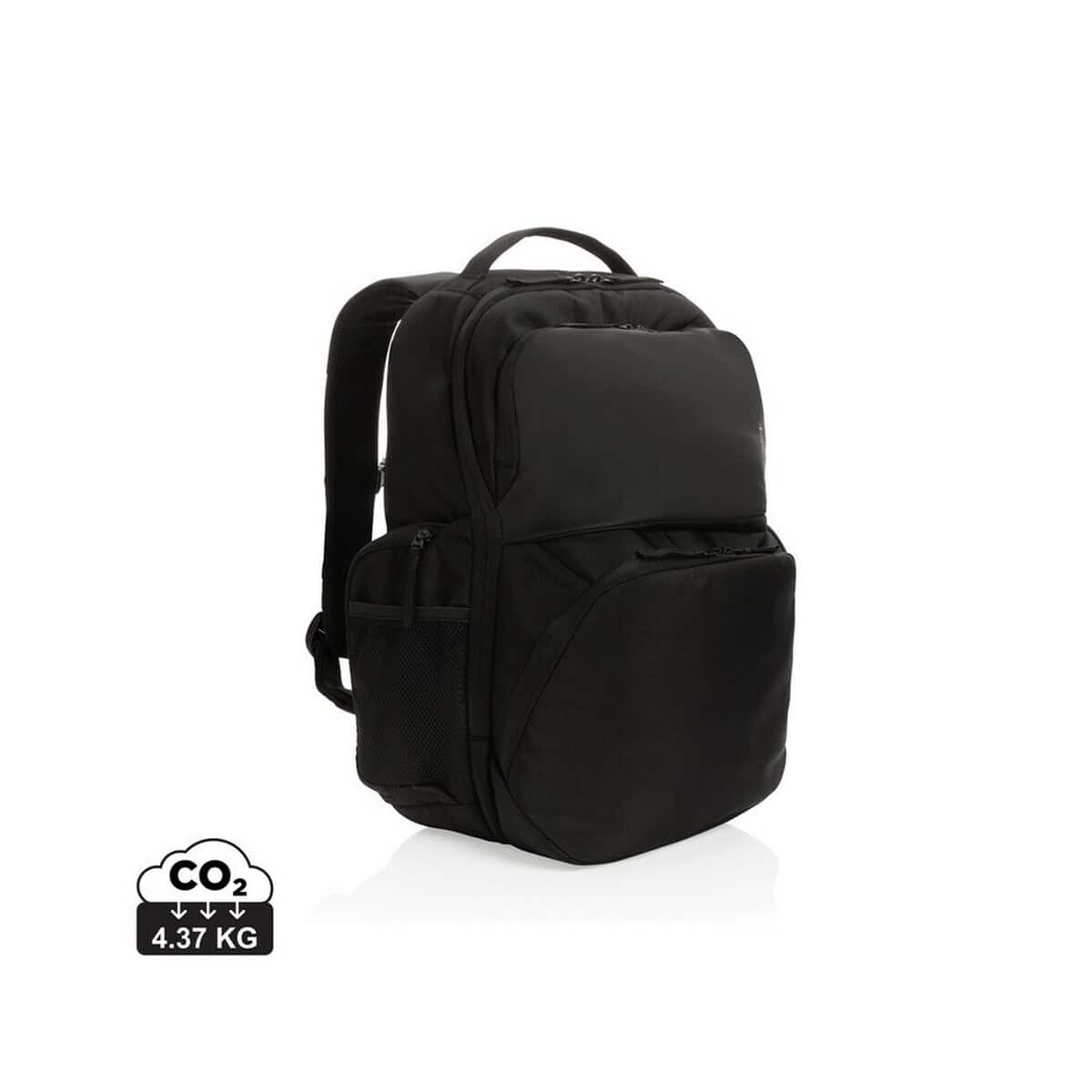 Torby na laptopa z logo – plecak na laptopa 15,6″ swiss peak impact aware™ rpet P762.781_S_0 1. Plecak szkolny, turystyczny, komputerowy w czarnym kolorze, ergonomiczny, pojemny.