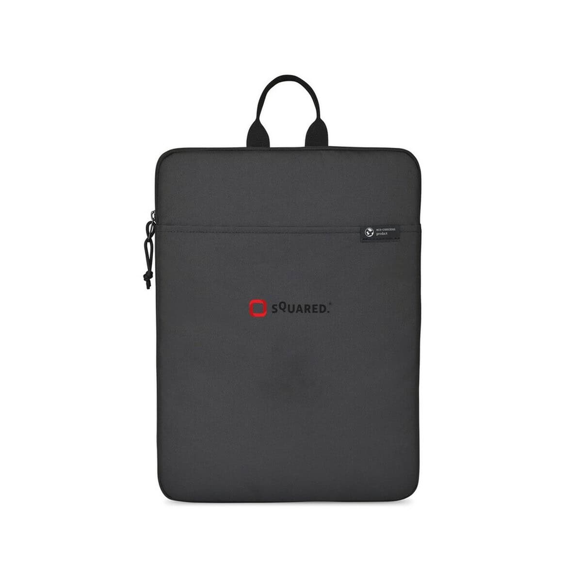 Torby na laptopa z logo – pokrowiec na laptopa 16″ renew aware™ rpet VR010-03_102055-001__D_100 Gruba czarna torba na laptopa z logo Squared i szeroką kieszenią na dokumenty.
