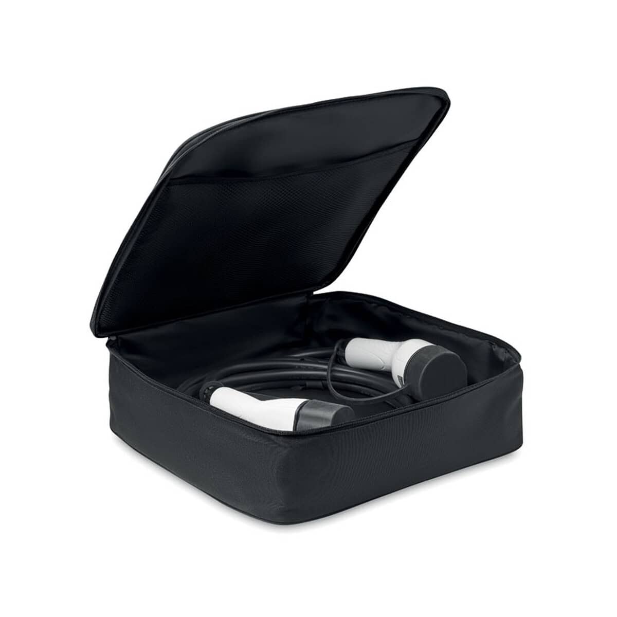 Torby na laptopa z logo – torba 600d rpet na kable cabag mo6649-03-top Elektryczne ładowarki do samochodu w czarnym etui, idealne na prezent gadżet.