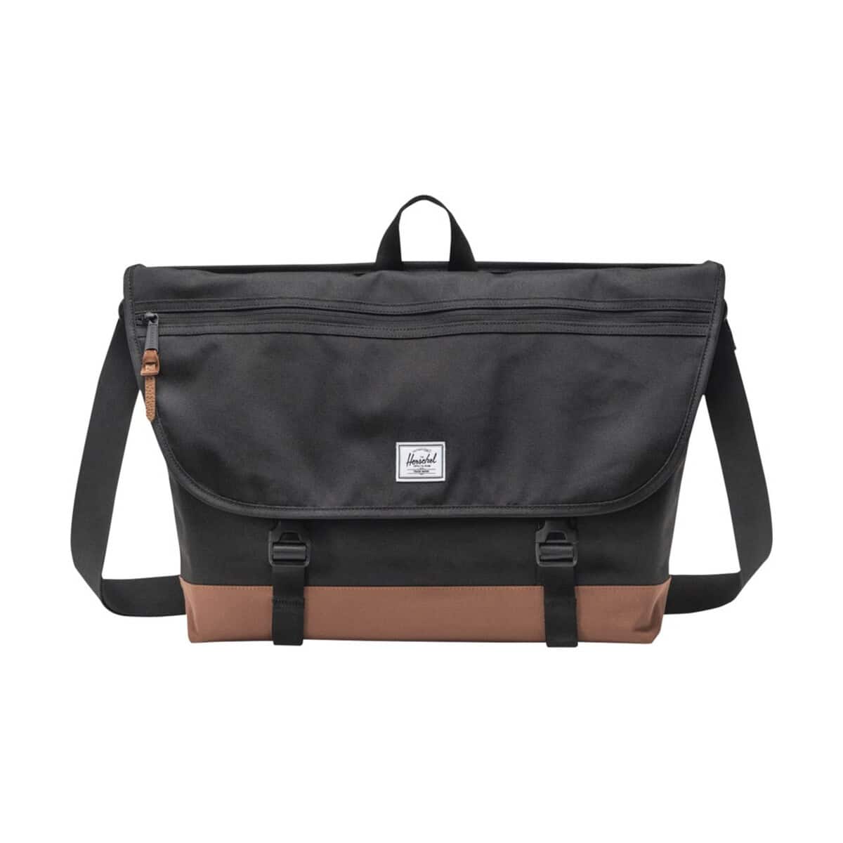 Torby na ramię z logo – herschel cove torba listonoszka z recyklingu o pojemności 22,5 l 12075790_f1 Oryginalna torba na laptopa i dokumenty, luksusowe gadżety i akcesoria w stylu casual, czarno-brązowa torba na co dzień i do pracy.