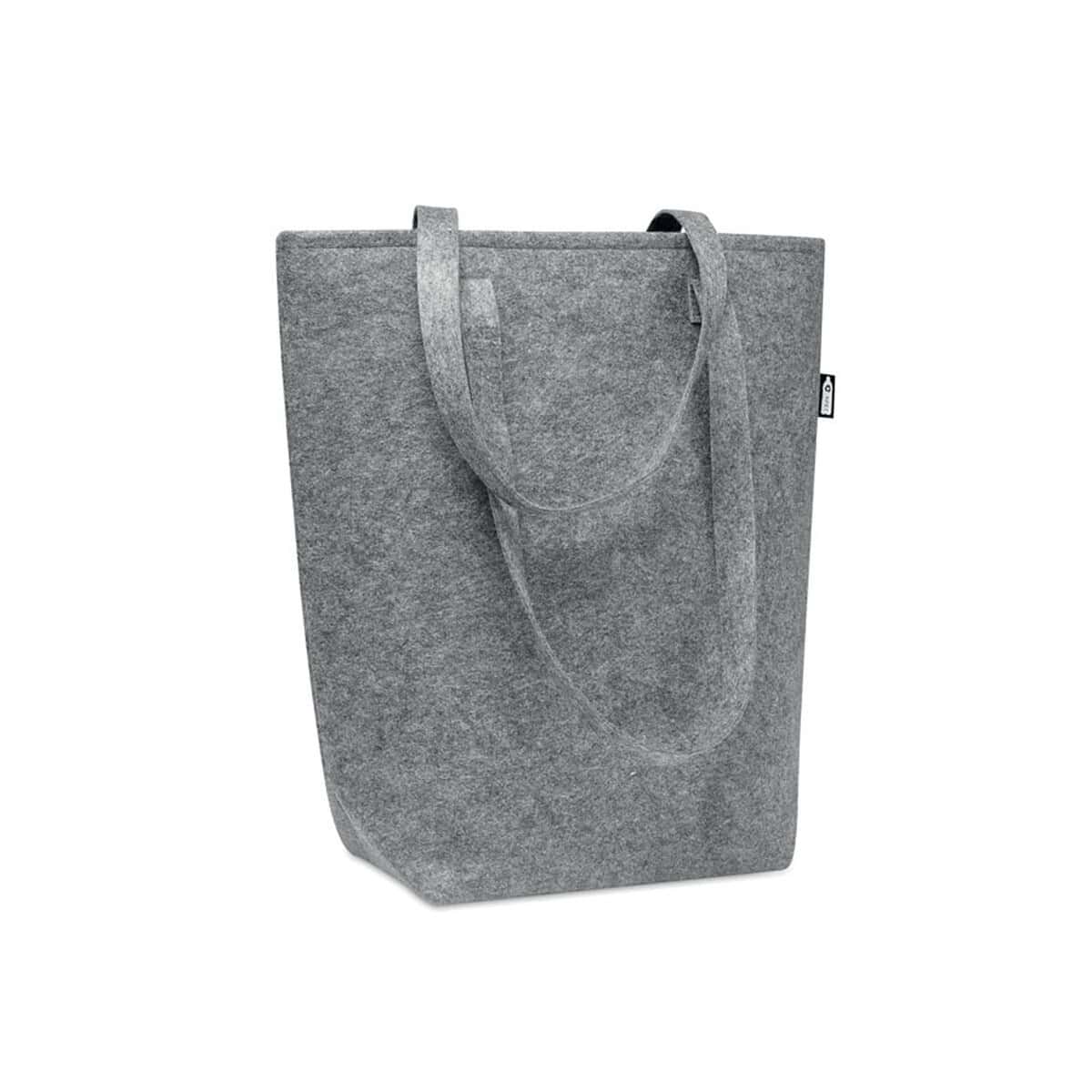 Szara torba z filcu na zakupy i codzienne wyjścia.