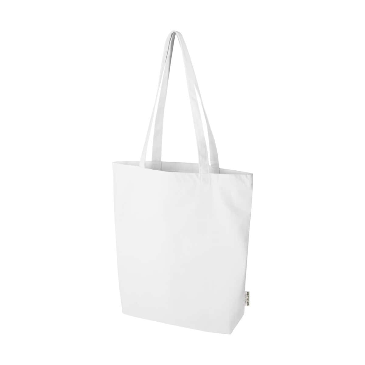 Biała torba z nadrukiem na gadżety i upominki reklamowe.
