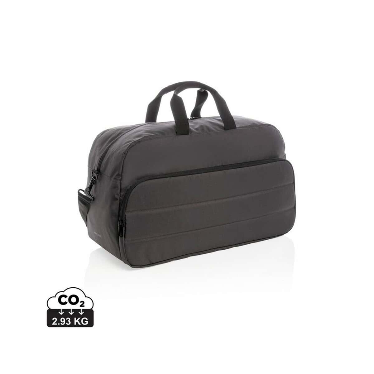 Torby podróżne z logo – torba podróżna, sportowa impact aware™ rpet P762.021_S_0 Torba na wykładzinę, szkolną lub podróżną, w kolorze czarnym, lekka i stylowa.