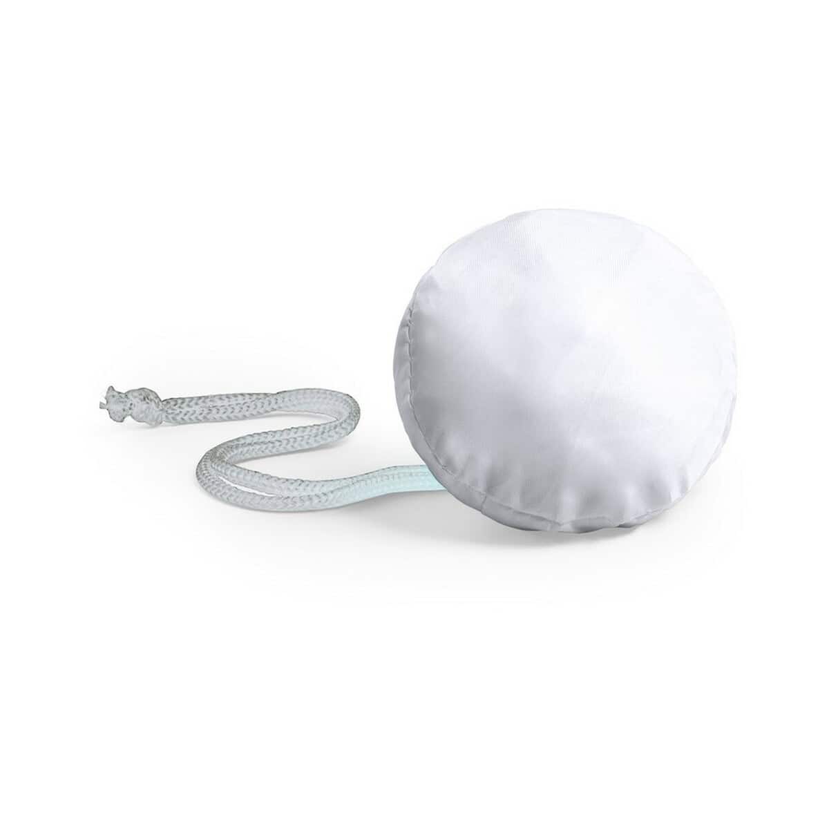 Torby składane z logo – torba na zakupy, składana V0720-02_AAA02 Brelok do kluczy z gładkim, białym kapturkiem i sznurkiem do zawieszania.