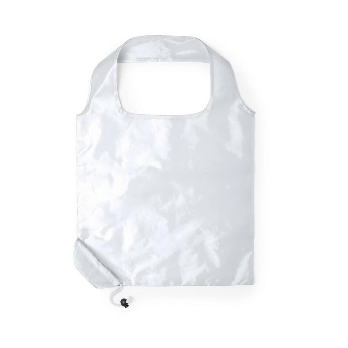 Torby składane z logo – torba na zakupy, składana V0720-02_AAB01 Prześwitująca torba reklamowa z satynowego materiału z regulowanym sznurkiem.