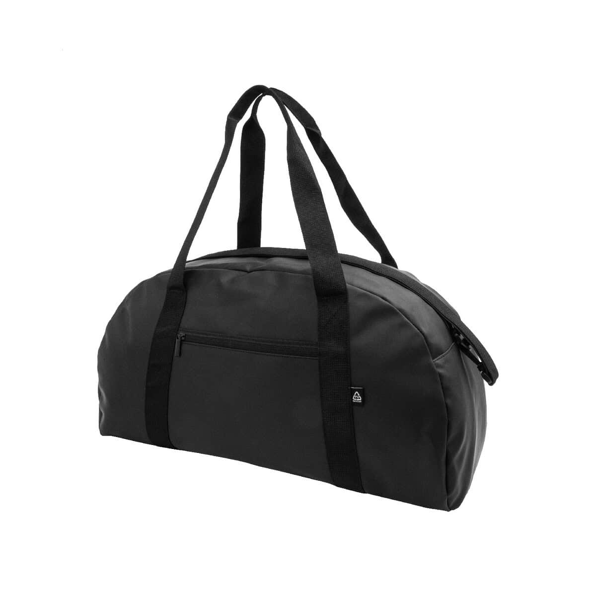 Torby sportowe z logo – duffup torba sportowa rpu AP800123-10 Czarna sportowa torba na fitness, trening, podróż z logo, na ramię, z kieszenią z zamkiem.