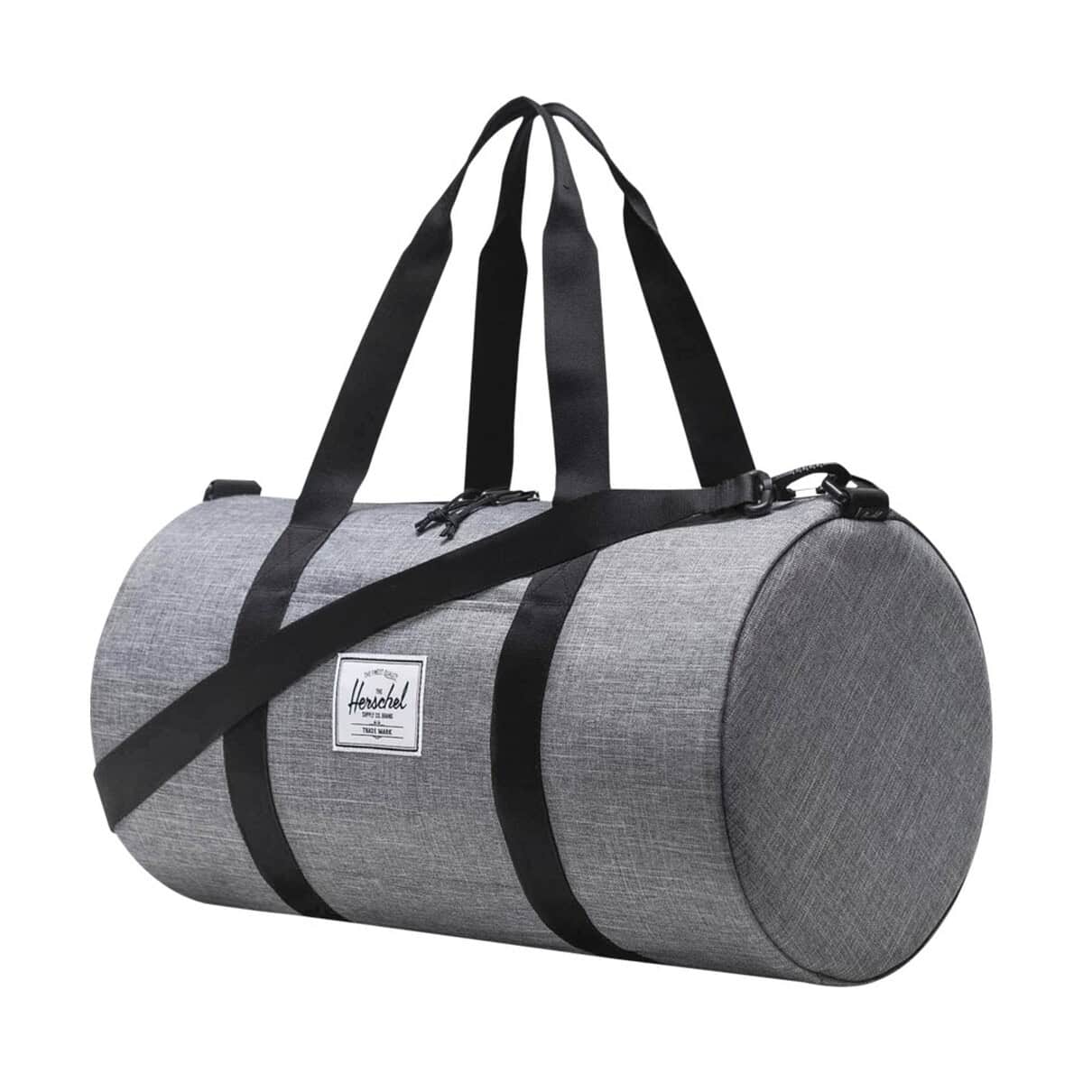 Torby sportowe z logo – herschel classic™ torba sportowa z materiałów z recyklingu o pojemności 27 l 12075480 Torba sportowa na siłownię Herschel, szara z czarnymi paskami, idealna na treningi i podróże.