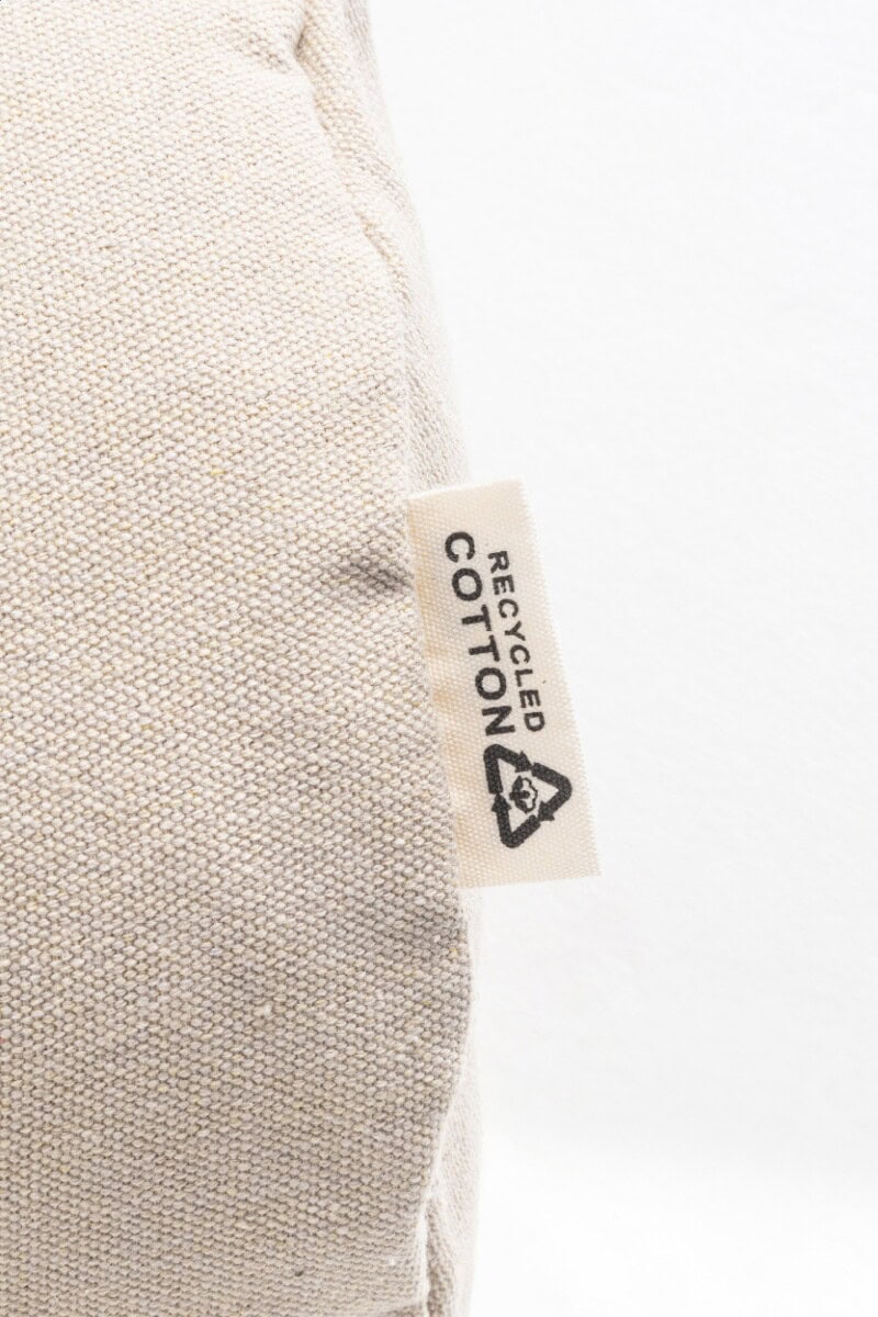 Torby sportowe z logo – rekan duff torba sportowa z recyklingowanego płótna AP800131-00__CU1 Etykieta recyklingu na tekstyliach, oznacza ekologiczne produkty, ekologiczne gadżety i dbanie o środowisko.