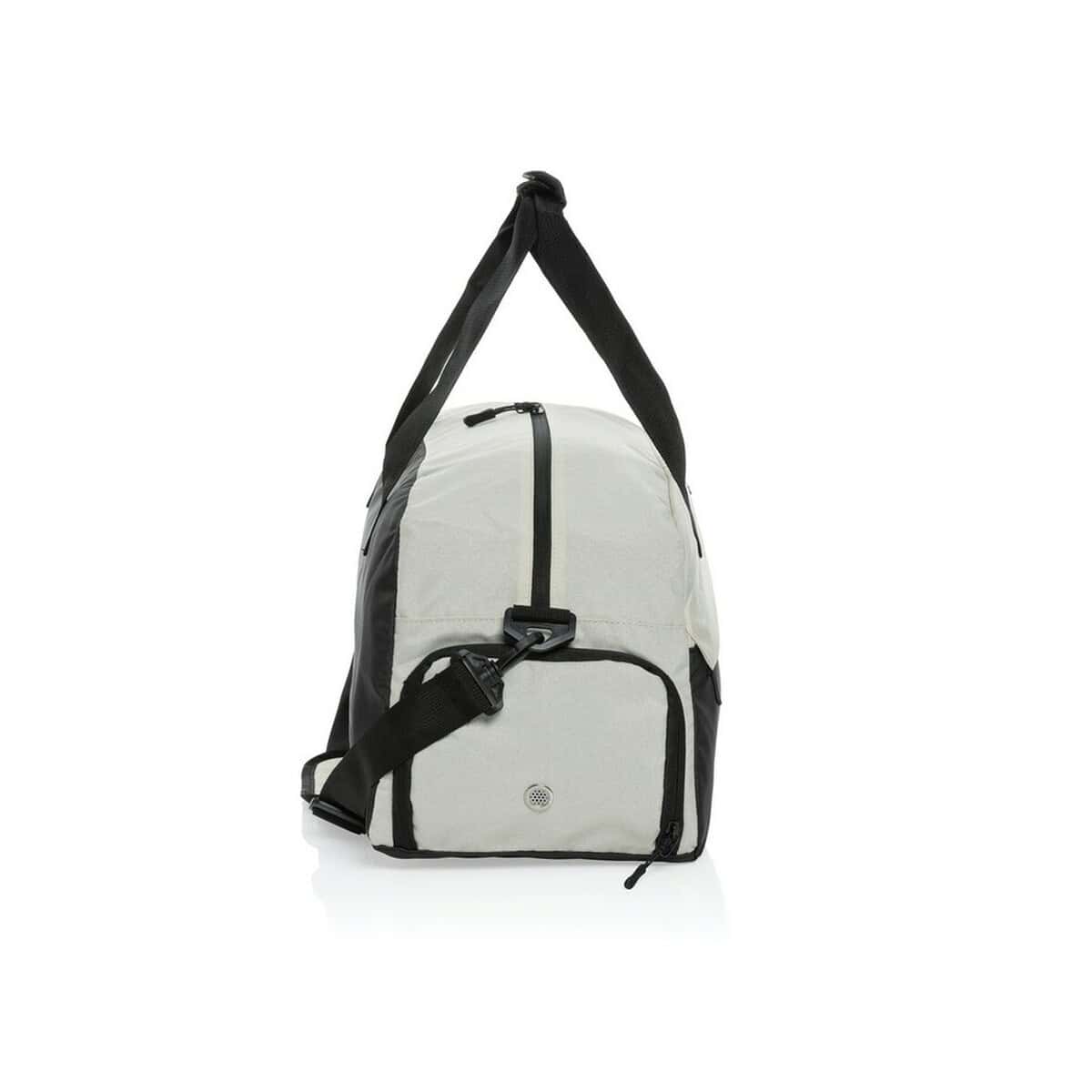 Torby sportowe z logo – torba sportowa, podróżna aware™ kazu, rpet P707.203__B_3 Torba na ramię, sportowa, na co dzień, z czarnymi akcentami.