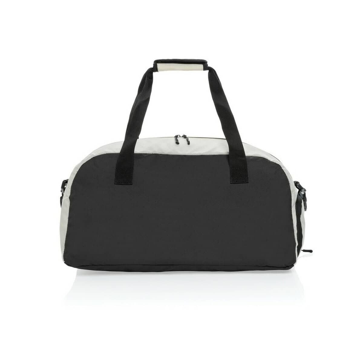 Torby sportowe z logo – torba sportowa, podróżna aware™ kazu, rpet P707.203__B_5 Torba sportowa, travel, na siłownię, wysokiej jakości, czarno-biały design, wygodny uchwyt, dla aktywnych osób.