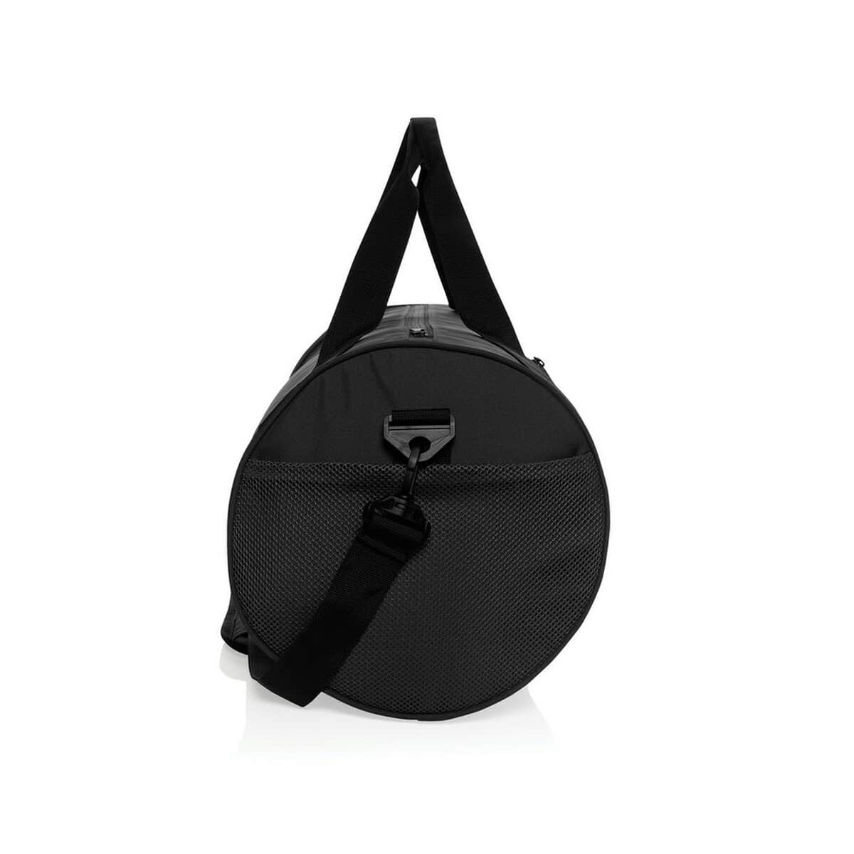 Torby sportowe z logo – torba sportowa, podróżna aware™ rpet P707.2501__B_3 Przenośna torba sportowa na siłownię, czarna, z organizerem i uchwytami.