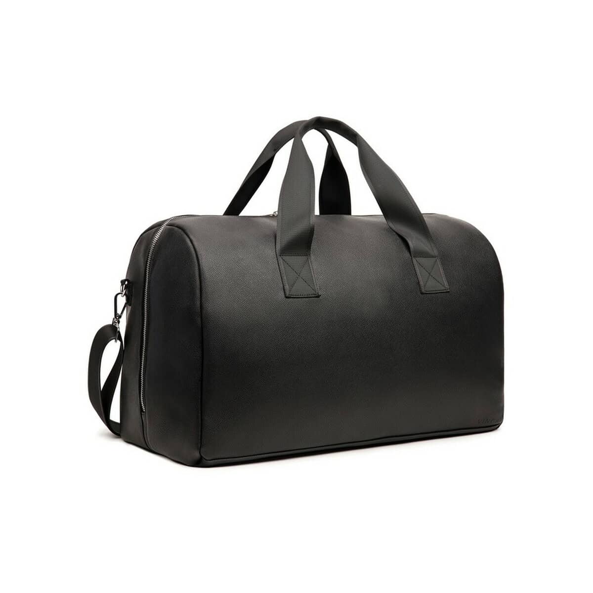 Czarna torba podróżna na ramię z wytrzymałej tkaniny, idealna na trening i wycieczki.
