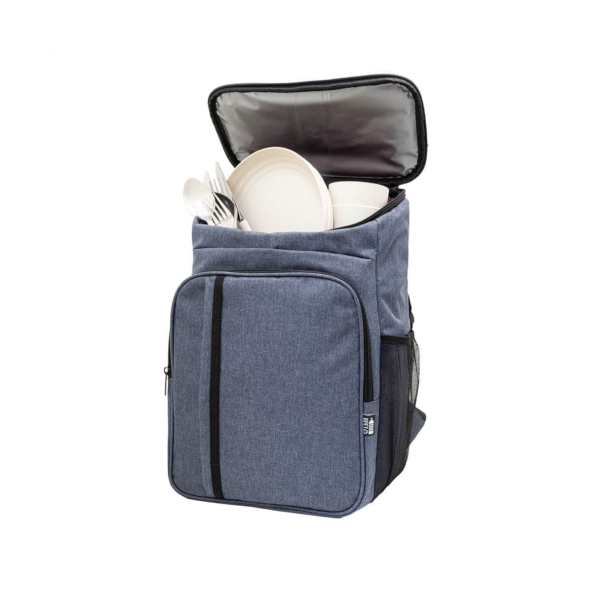 Torby termiczne z logo – duonic plecak piknikowy, termiczny rpet AP800044-06A__C 1. Torba na lunch z kieszeniami na lunchbox i sztućce, idealna do pracy i szkoły.