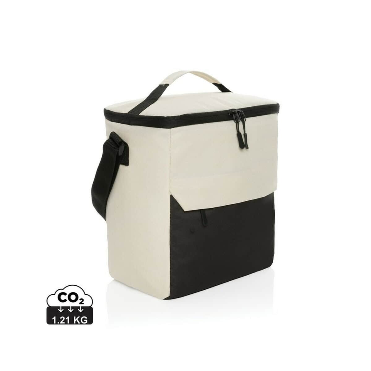 Torby termiczne z logo – torba termoizolacyjna impact aware™ kazu, rpet P422.523__S_0 Torba termiczna z izolacją na lunch lub napoje, czarno-biały, lekka i praktyczna.