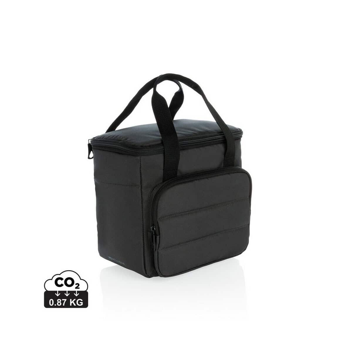 Torby termiczne z logo – torba termoizolacyjna impact aware™ rpet P422.301_S_0 1. Torba termiczna na lunch z kieszenią, czarna, lekka, ekologiczna.