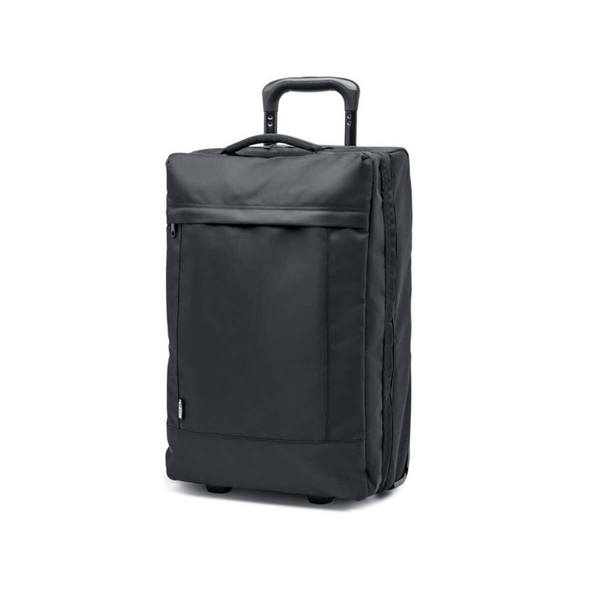 Walizki z logo – walizka z 600d rpet artic mo2055-03-side Laptop-tyłek na kółkach, czarna walizka podróżna, torba firmy, eleganckie akcesoria na wyjazd, sprzęt na podróż biznesową.