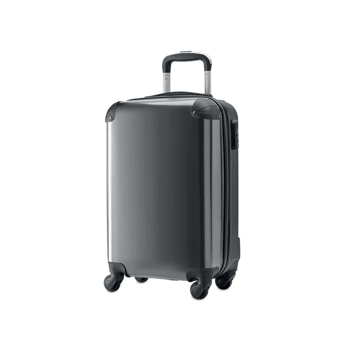 Walizki z logo – walizka z abs i pc z grafiką pickme mo6808-03-side Lakierowana walizka na kółkach z teleskopową rączką, idealna na podróże biznesowe i turystyczne.