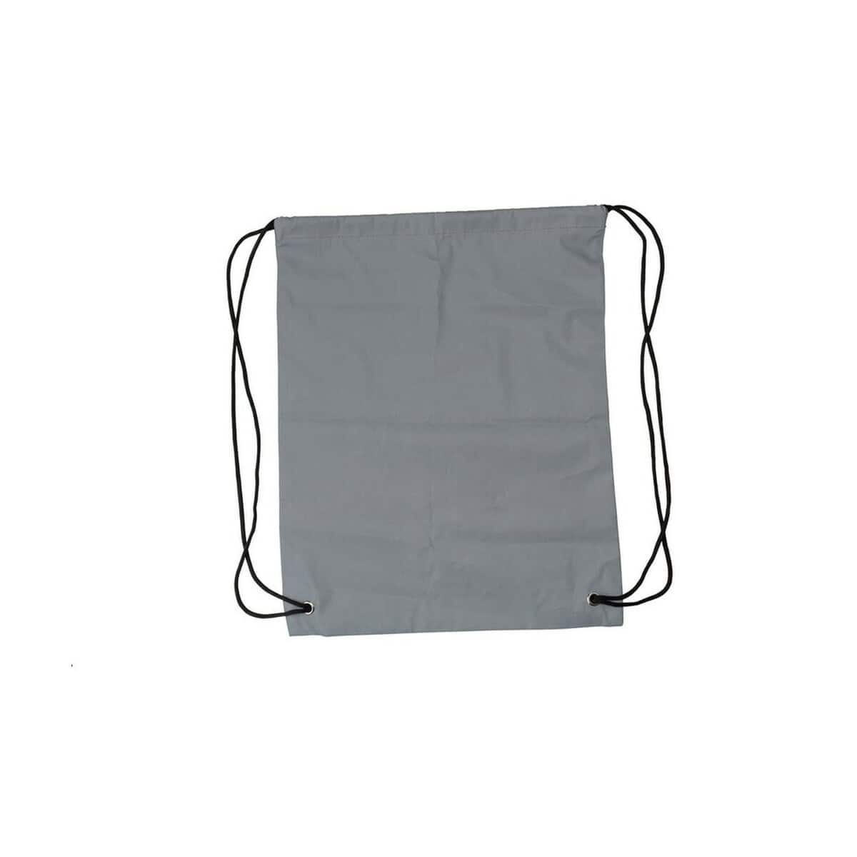 Workoplecaki z logo – worek ze sznurkiem, połyskliwy materiał V0958-19_AAB01 1. lnteraktywny worek na ramię z regulowanymi sznurkami, szary, na gadżety i akcesoria.