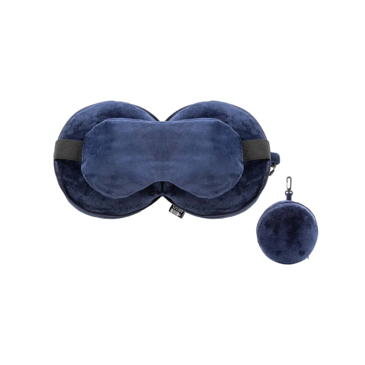Zagłówki z logo – dreamfly poduszka podróżna rpet AP800169-06A Prześcieradło pod oczy na podróż, maska relaksacyjna, zatyczki do uszu i worek na oczy w kolorze granatowym.