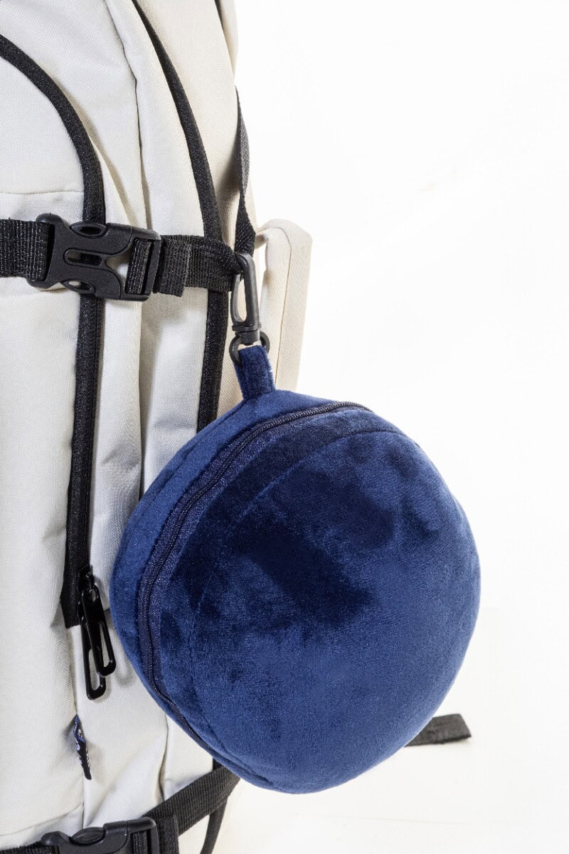 Zagłówki z logo – dreamfly poduszka podróżna rpet AP800169-06A__DG1 Antystresowa poduszka kulka, z pluszu, na relaks i odpoczynek, idealny gadżet do biura i domu.