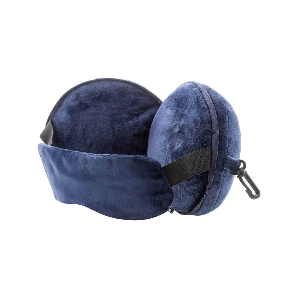 Zagłówki z logo – dreamfly poduszka podróżna rpet AP800169-06A__FC Miękka etui na okulary, mięciutki materiał, niebieski kolor, funkcjonalny design, idealny gadżet.