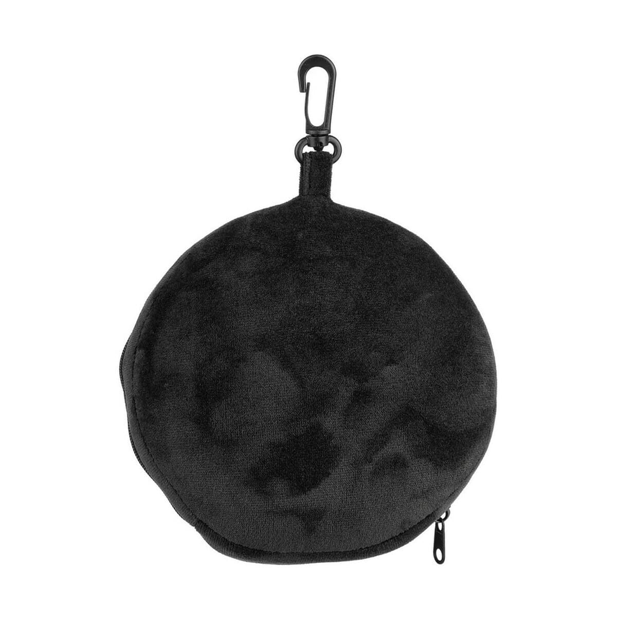 Zagłówki z logo – poduszka podróżna VA875-03_IBK01 Mata do gryzienia z klipsem, czarna z nadrukiem twarzy, gadżet szkolny i biurowy.