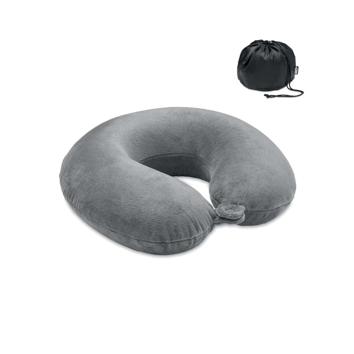 Zagłówki z logo – poduszka podróżna z 210d rpet dreams mo6842-07 Miękki poduszka podróżna ozonowana w kolorze szarym, idealna na długie podróże i relaks.