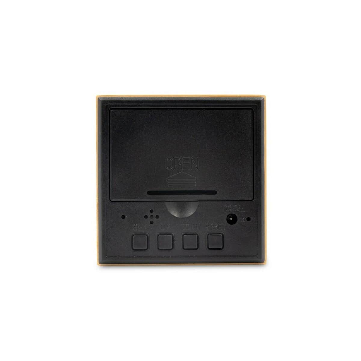 Zegary z logo – bambusowy zegar na biurko z alarmem | katherine V0193-17_IBK01 Przycisk do otwierania drzwi, stylowe gadżety reklamowe i personalizowane akcesoria.