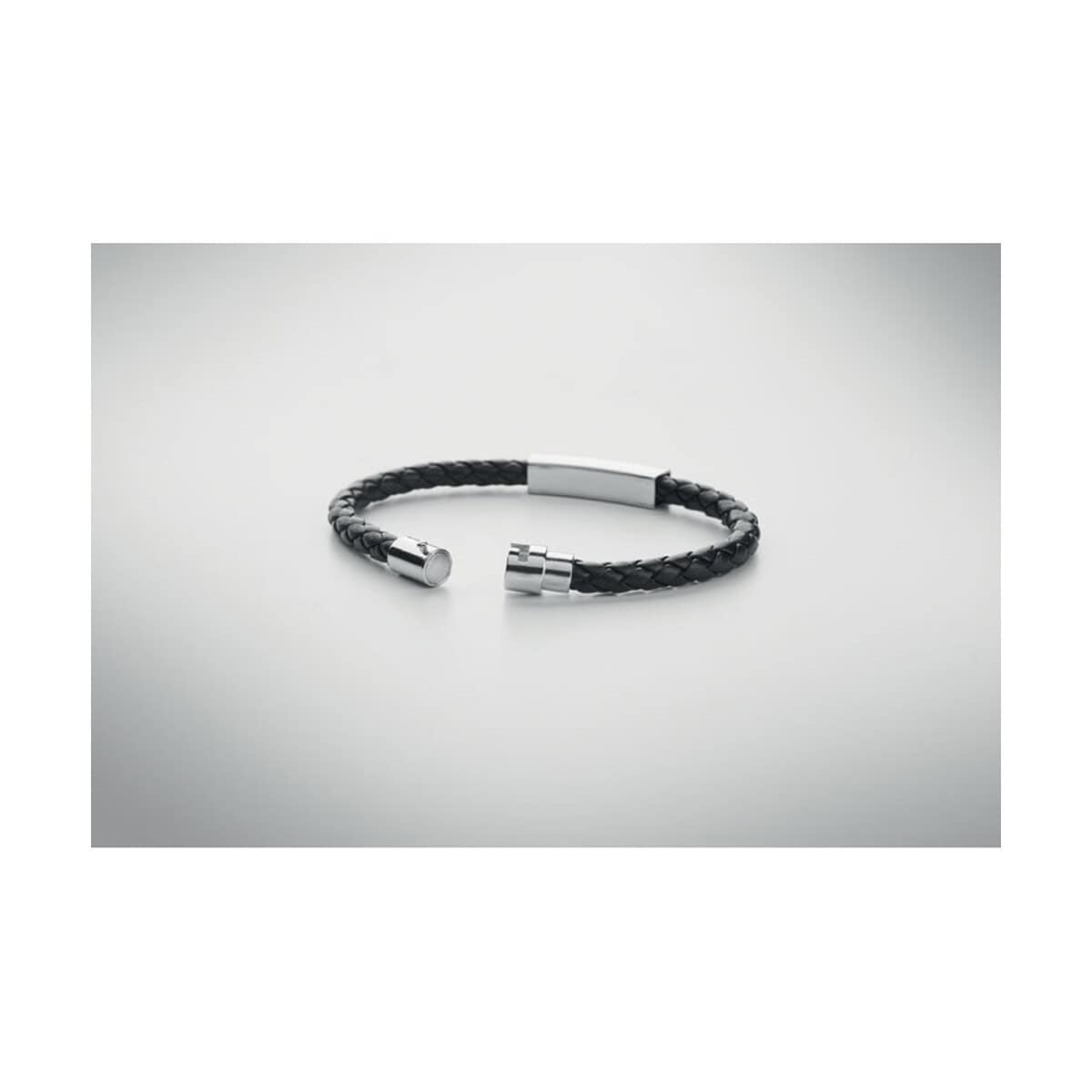 Zestawy kąpielowe z logo – bransoletka ze sztucznej skóry fauleti mo2377-03-back Bracelet skórzany z metalowym elementem, unikalny dodatek do stylizacji.