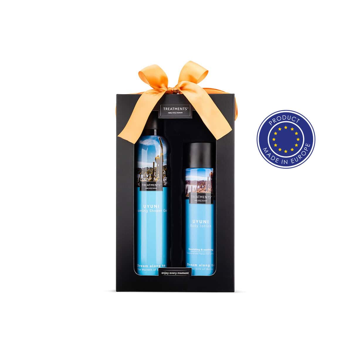 Zestawy kąpielowe z logo – zestaw kosmetyków tenderness treatments VTR06-11_AAA00 Butelka i lotion w eleganckim zestawie prezentowym. Doskonałe gadżety na prezent, wysokiej jakości produkty do relaksu.