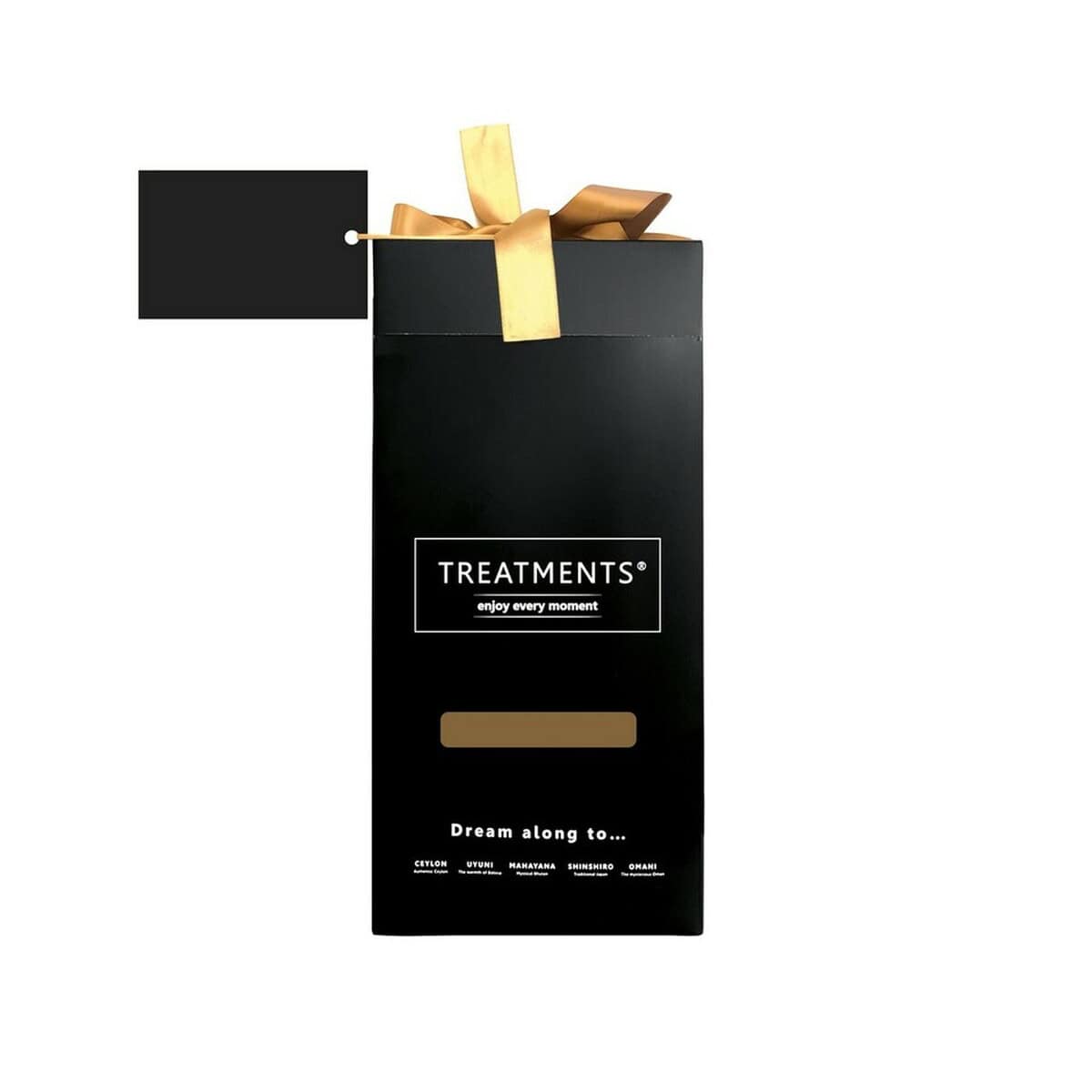 Zestawy kąpielowe z logo – zestaw prezentowy home & body deluxe treatments VTR05-08_ILG04 Eleganckie opakowanie prezentowe, czarna szkatułka z złotą wstążką, idealne na upominki, gadżety i prezenty firmowe.