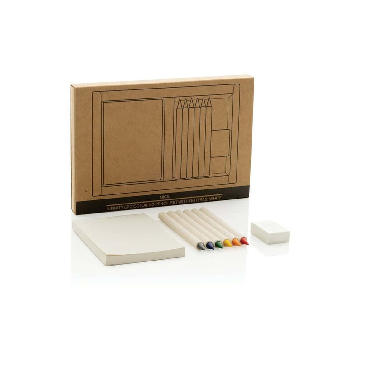Zestawy kredek z logo – zestaw kredek, notatnik micki P611.3603__P_501 Tablica kredowa z kredkami i notatnikiem, idealne gadżety biurowe i szkolne, personalizowane upominki.
