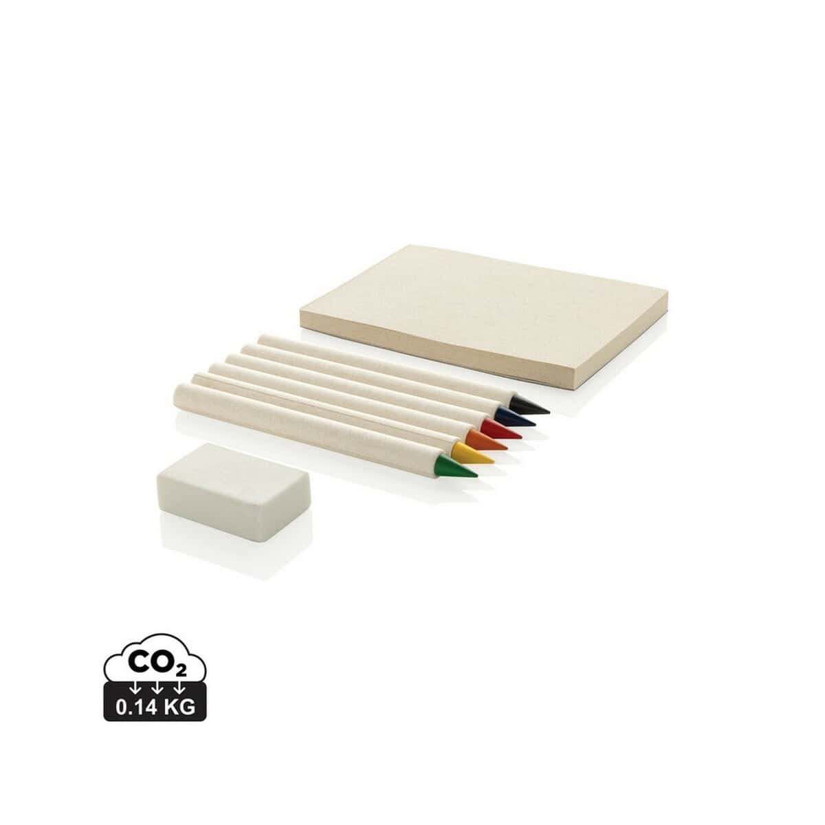 Zestawy kredek z logo – zestaw kredek, notatnik micki P611.3603__S_0 Kolorowe markery, gąbka i kartoniki biurowe - gadżety reklamowe i szkolne.