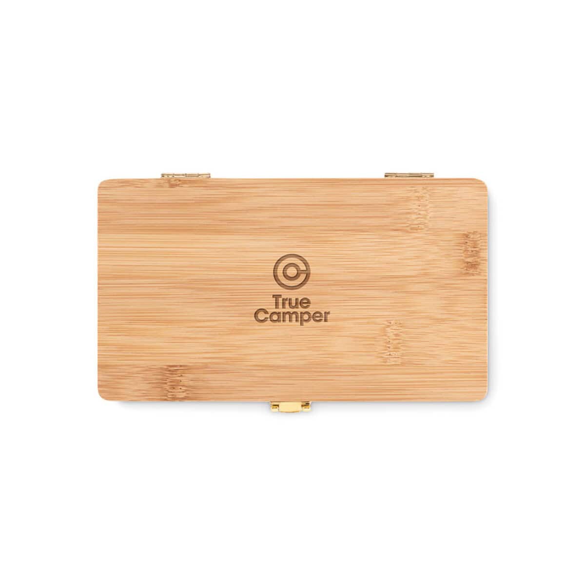 Zestawy narzędzi z logo – 21-częściowy zestaw narzędzi gallaway mo6496-40-print Drewniane pudełko na gadżety z logo, naturalny bambus stylowy prezent gadżet, personalizowane pudełko na upominek.