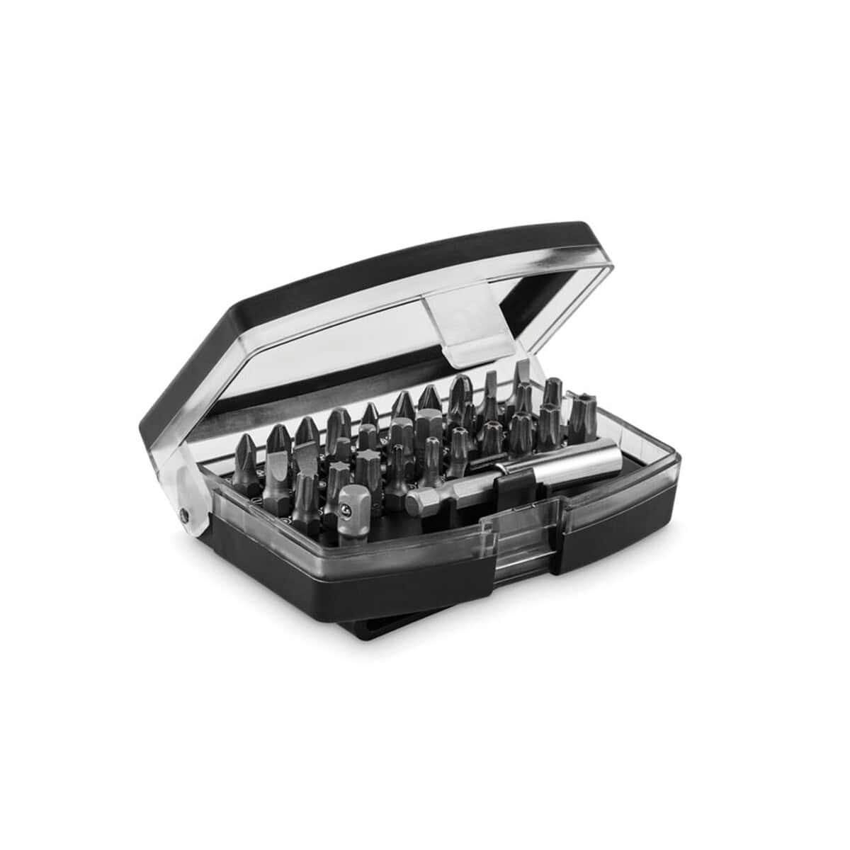 Zestawy narzędzi z logo – 32-cz zestaw wkrętakowy screy mo2736-03 Skrzynka z wymiennymi śrubokrętami i końcówkami, narzędzia w etui, zestaw do napraw, grawerowania, majsterkowania.