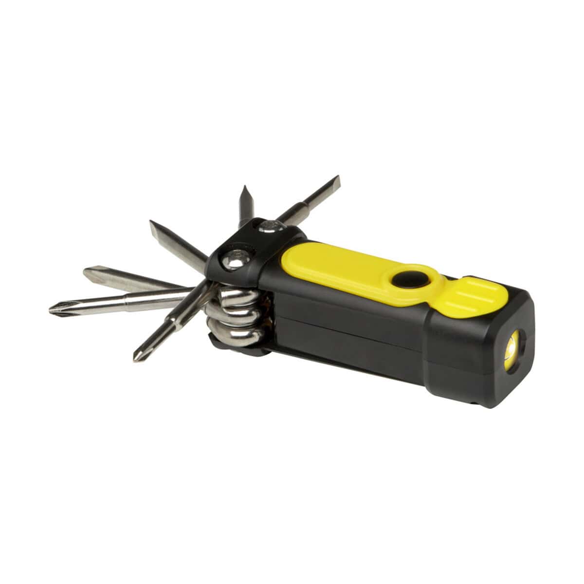 Multitool z narzędziami i latarką, wielofunkcyjny gadżet survivalowy, prezent z logo, narzędzia do napraw, camping, outdoor, gadżety reklamowe.