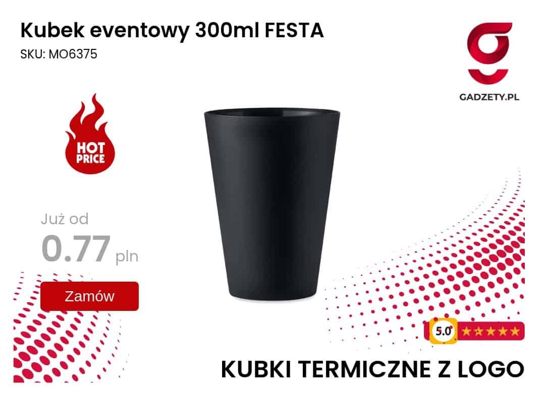Kubek eventowy 300ml FESTA Termiczny kubek z logo na prezent lub do firmy.