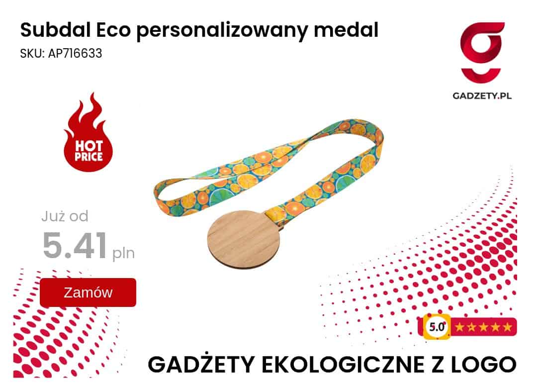 Subdal Eco personalizowany medal Ekologiczny gadżet z logo na prezent.