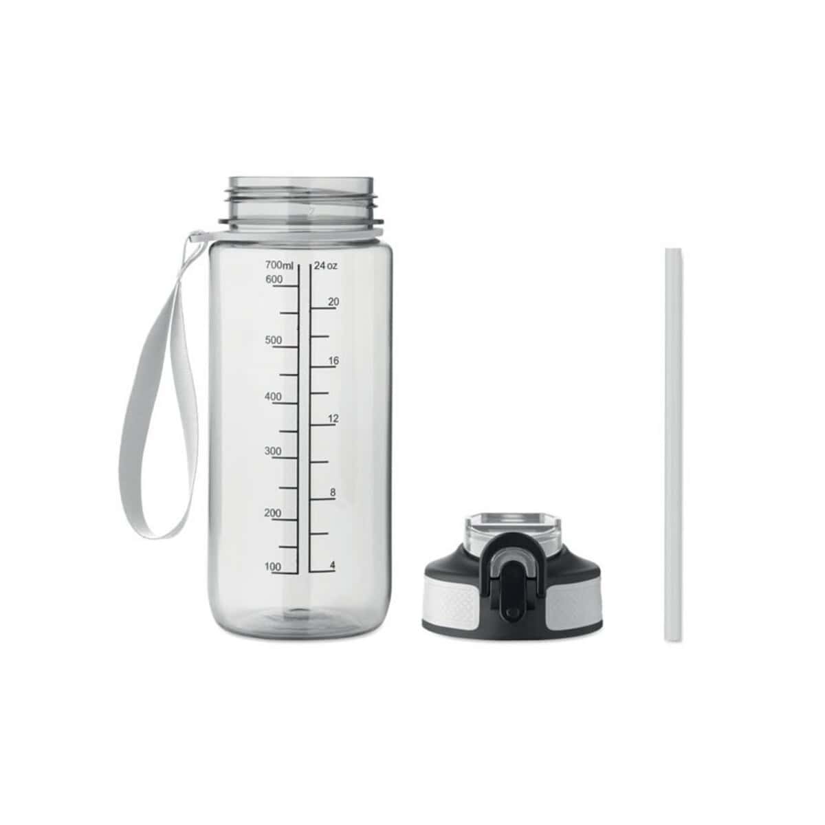 Szklana butelka z miarką i słomką Butelka na wodę z miarką i słomką, idealna do aktywności na świeżym powietrzu.