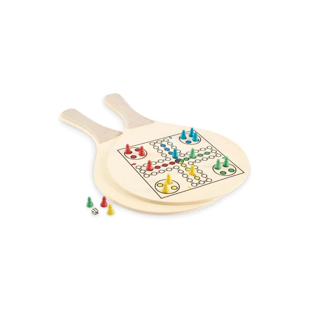 Gry planszowe na drewnianej desce Planszowa gra na drewnianej desce z pionkami i kostką.