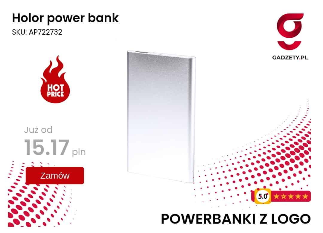 Holor power bank Powerbank z logo na gadżet reklamowy.