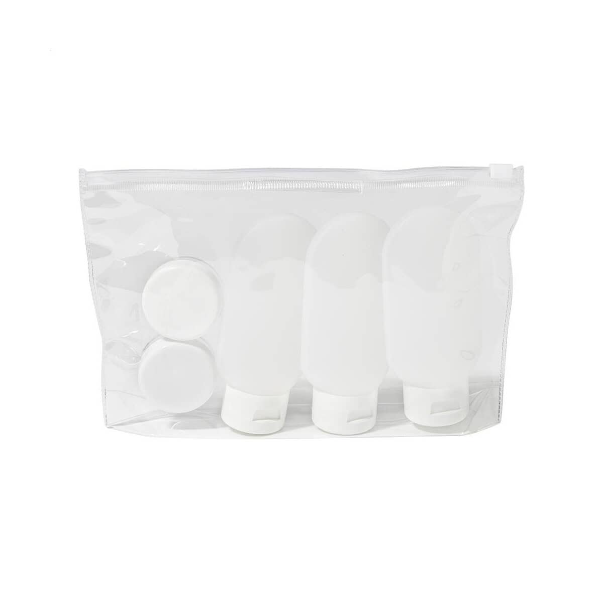 Kosmetyczny zestaw do podróży z przezroczystej torby Przezroczysty zestaw do podróży z kosmetykami i akcesoriami w praktycznej torbie.