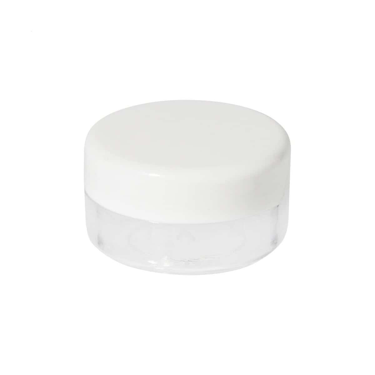 Kosmetyczny słoiczek z białym wieczkiem Słoiczek do kosmetyków z białym wieczkiem, idealny do przechowywania kremów i balsamów.