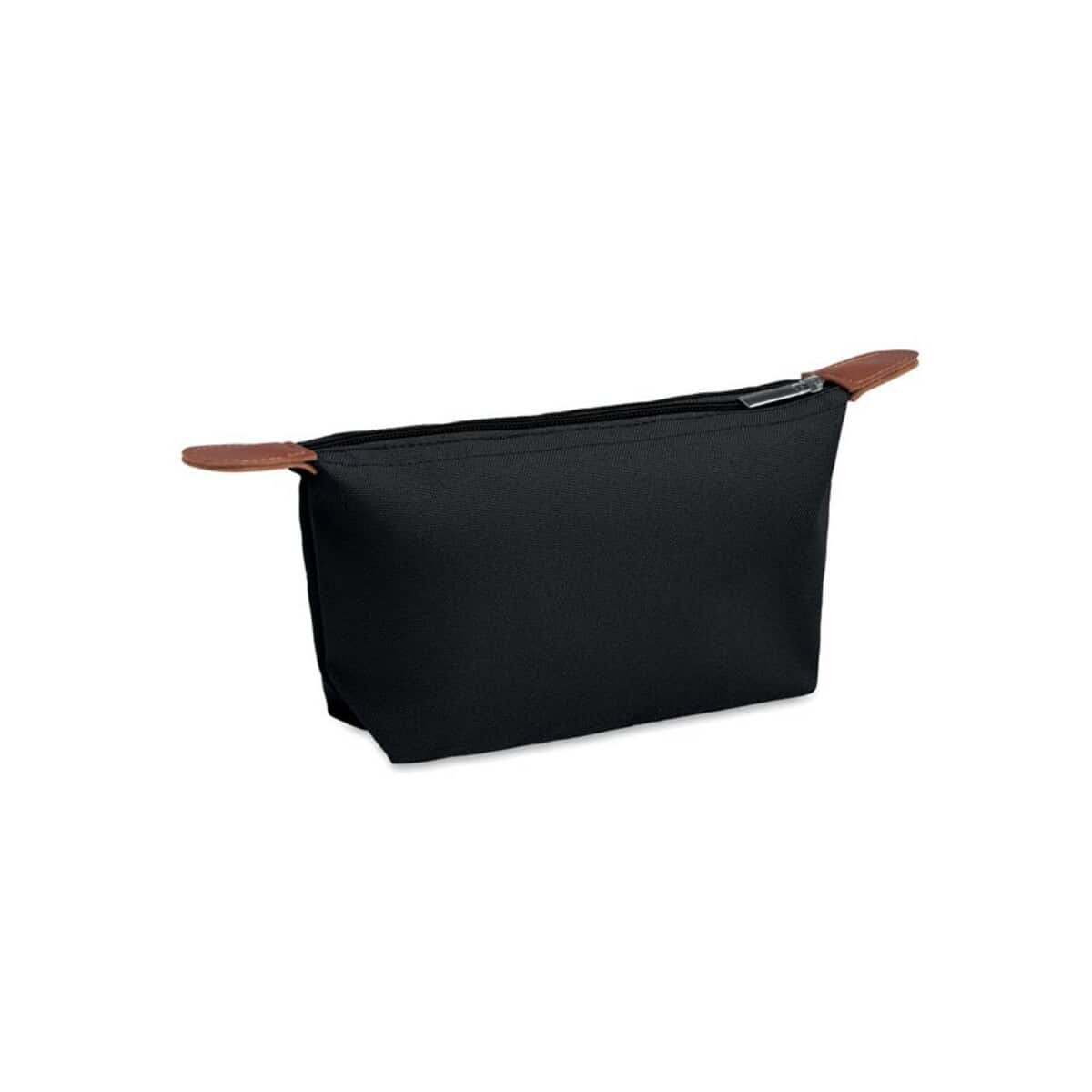 Torba na kosmetyki z eko skóry, czarna, praktyczna i stylowa.